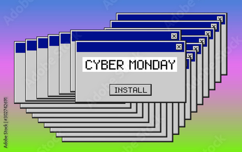 Cyber Monday, install art background.