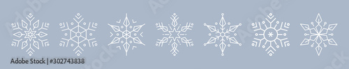 Christmas ice snowflakes elements ornaments seamless banner greeting card on blue ice background