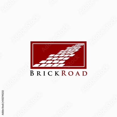 brick road logo design inspiration . footpath logo design template