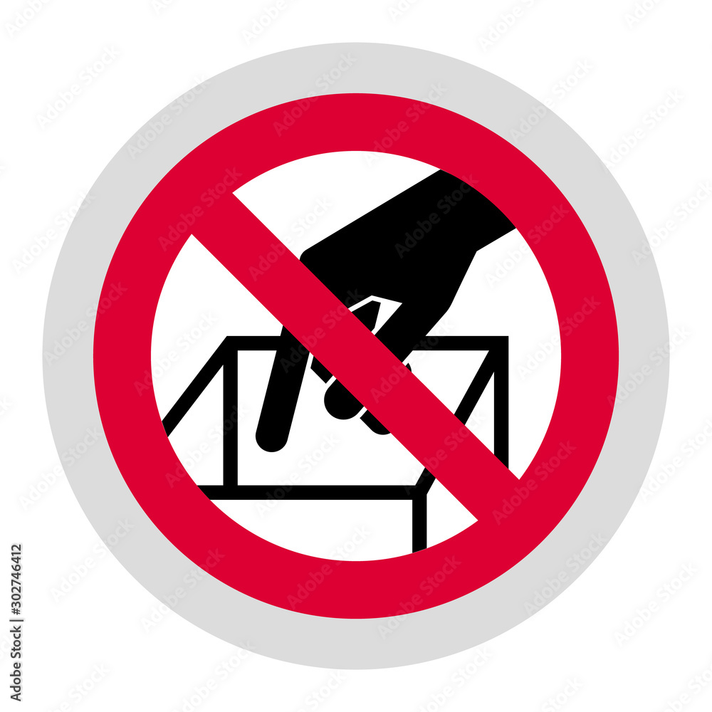 Do not reach in forbidden sign, modern round sticker Do not reach in forbidden sign, modern round sticker