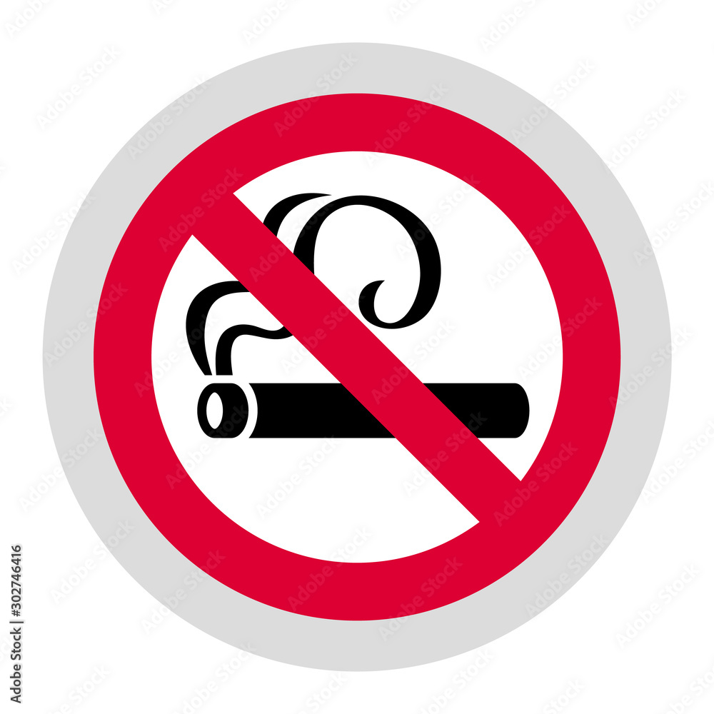 No smoking forbidden sign, modern round sticker No smoking forbidden sign, modern round sticker