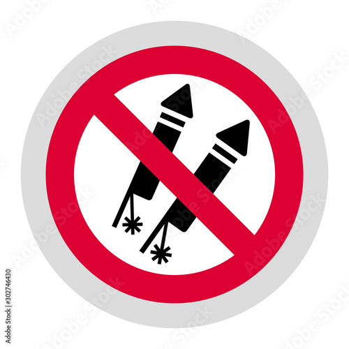 No fireworks forbidden sign, modern round sticker