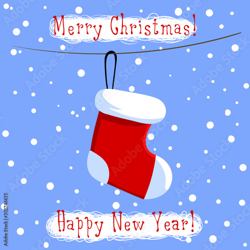 Christmas sock blue sky