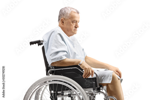 Elderly male patient in a wheelchair