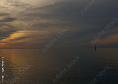 Dramatic sunset over water