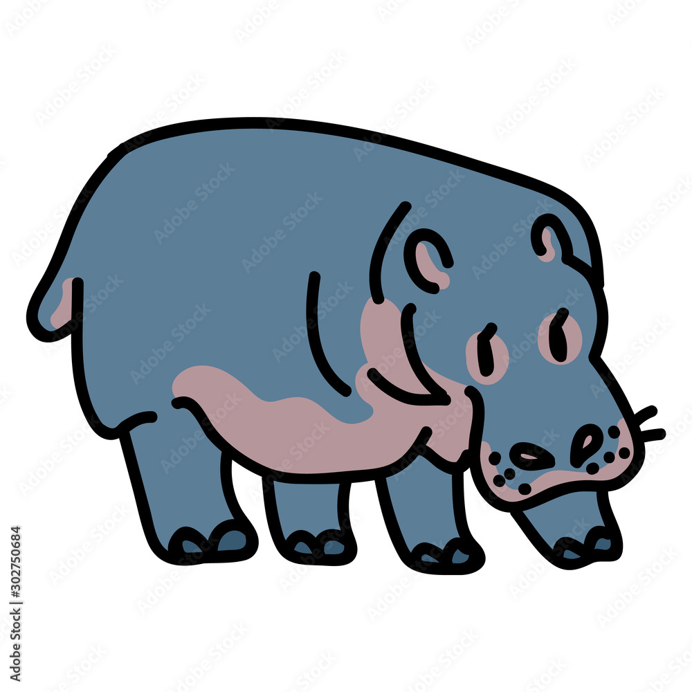 Adorable Cartoon Hippo Clip Art. Safari Animal Icon. Hand Drawn kawaii Kid  Motif Illustration Doodle In Flat Color. Isolated Baby, Nursery and  Childhood Character. Colorful Cute Design Vector Eps 10 Stock Vector |