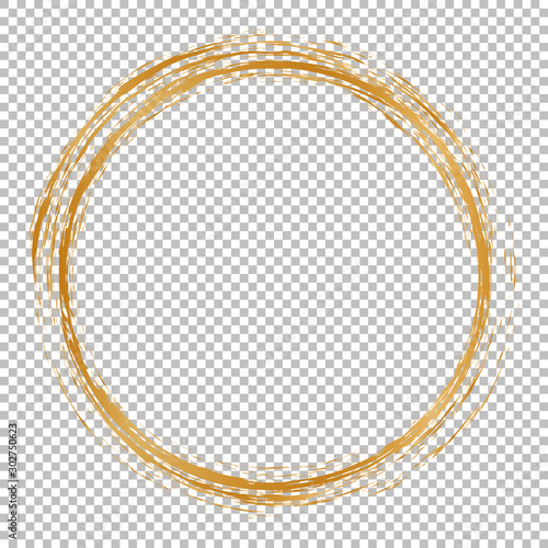 gold round christmas frame on transparent background