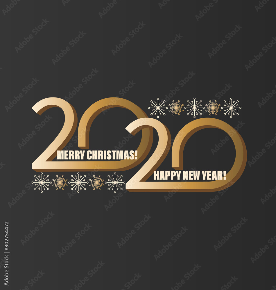Christmas greeting card. 2020. Logo. Happy New Year greetings ...