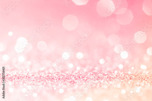 Fotografia Pink gold, pink bokeh,circle abstract light background,Pink Gold shining lights, sparkling glittering Valentines day,women day or event lights romantic backdrop