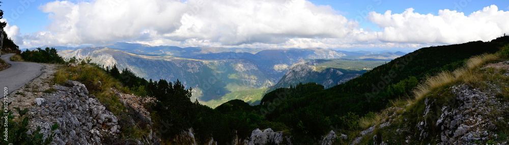 Panoramic view to Tara Canyon in Durmitor National Park, Montenegro. Panoramic view to Tara Canyon in Durmitor National Park, Montenegro.