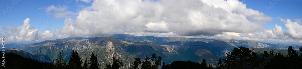 Panoramic view to Tara Canyon in Durmitor National Park, Montenegro.