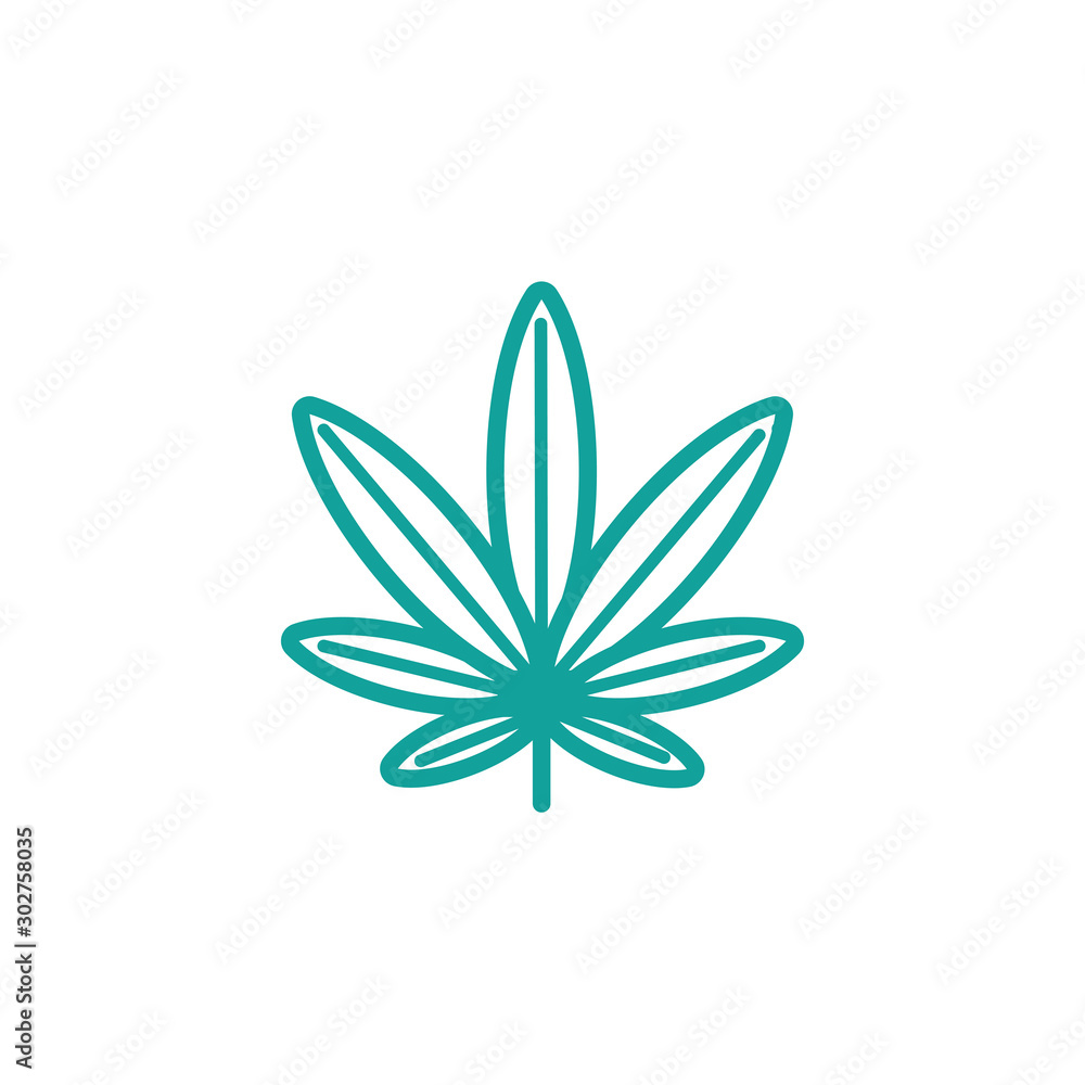 cannabis foliage nature leaf icon line green