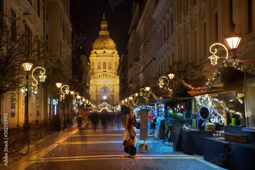 Holiday decorations of  Zrinyi street in Budapest. Hungary