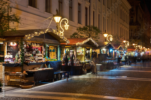 Holiday decorations of  Zrinyi street in Budapest. Hungary