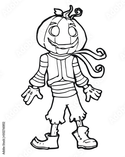 Vector Halloween Part Game Illustration Pumpkin Coloring Page  AI Art fo Kid Child