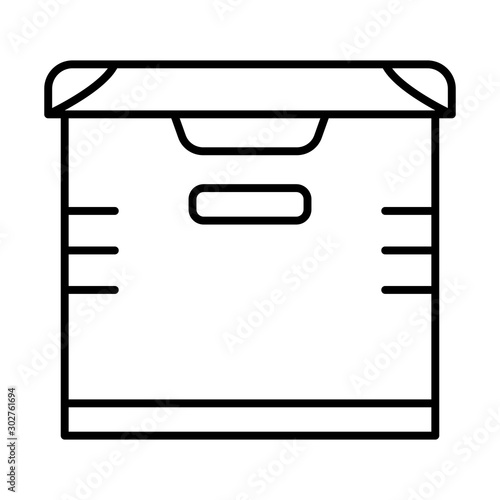 Storage linear icon. Chest. Box for storing goods. Allocated space in warehouse for keeping things. Thin line illustration. Contour symbol. Vector isolated outline drawing. Editable stroke photo