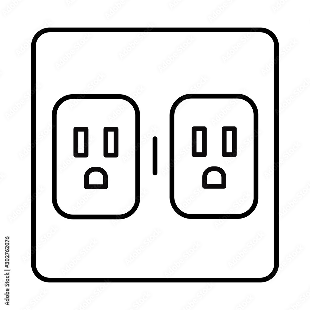 Charging outlets linear icon. Two wall sokets. Electrical connectors. Power points. Apartment amenities. Thin line illustration. Contour symbol. Vector isolated outline drawing. Editable stroke Charging outlets linear icon. Two wall sokets. Electrical connectors. Power points. Apartment amenities. Thin line illustration. Contour symbol. Vector isolated outline drawing. Editable stroke