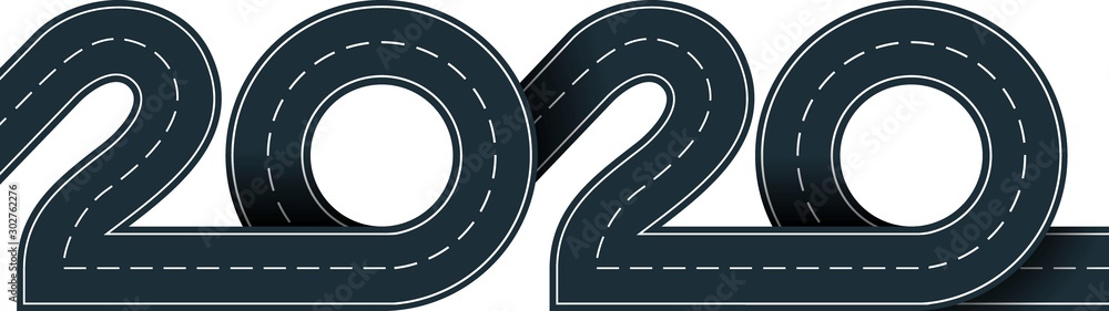 Fototapeta premium numbers of 2020 year in shape road