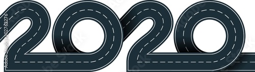 numbers of 2020 year in shape road