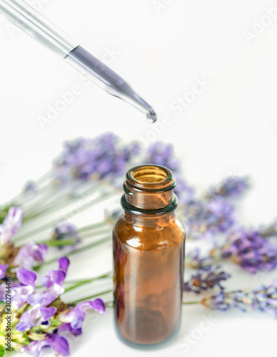 Collection of lavender essential oil.