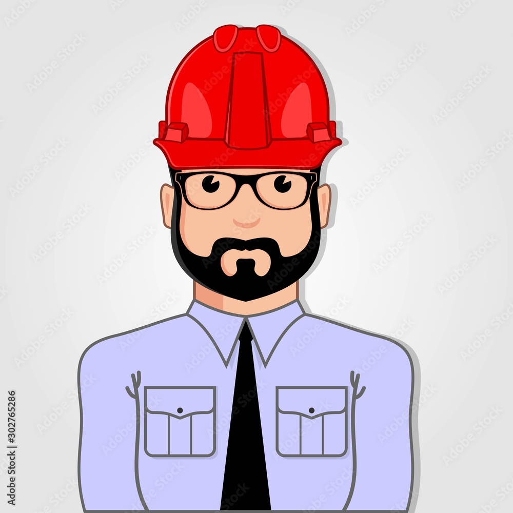 Businessman with hard hat isolated on white background. Flat style vector illustration Businessman with hard hat isolated on white background. Flat style vector illustration