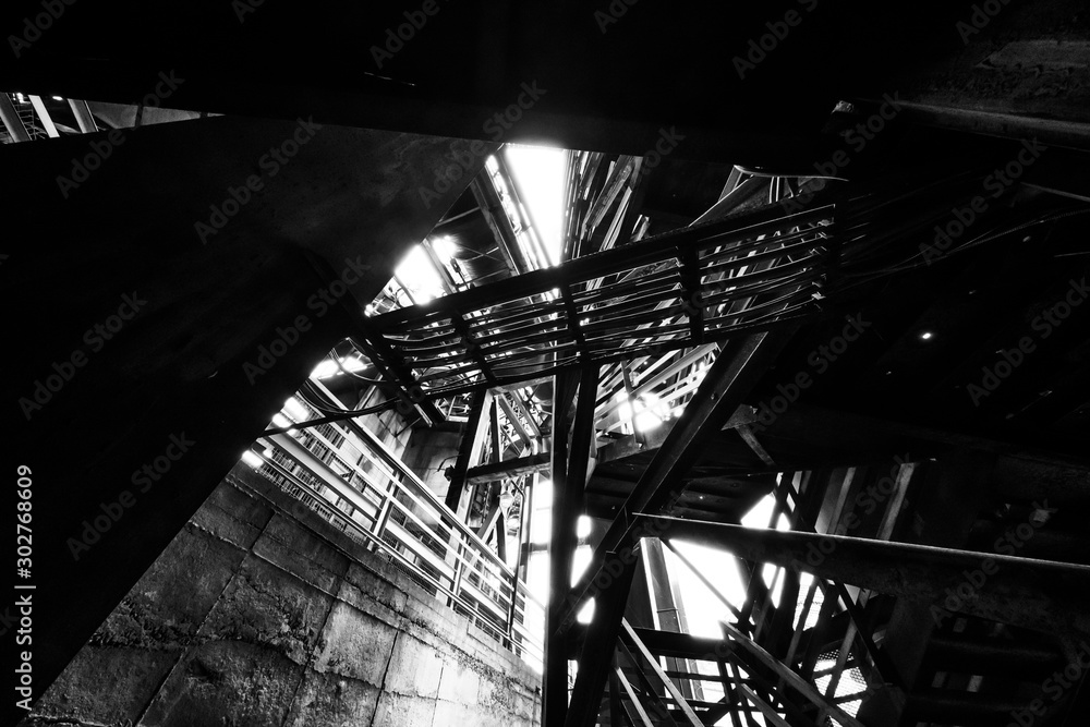 Black and white abstract industrial backround