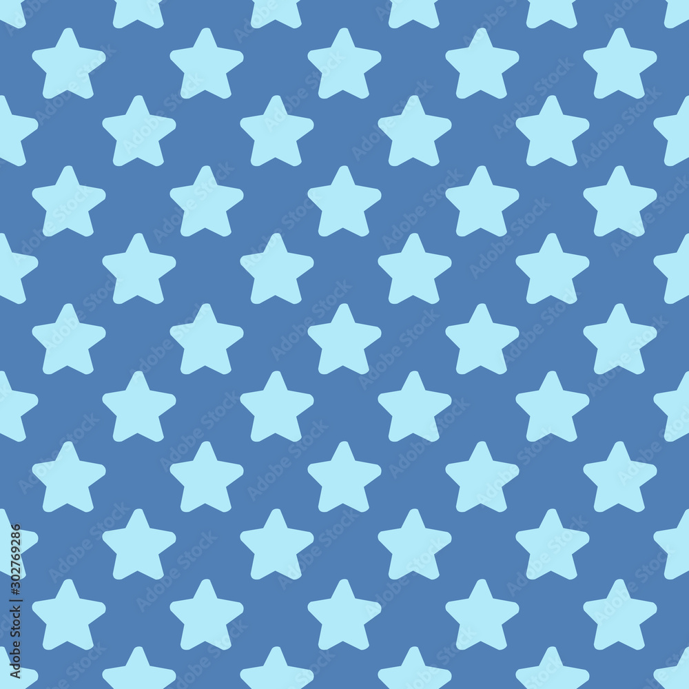 Seamless Pattern of Cerulean Cartoon Stars close to each other On Blue Background Seamless Pattern of Cerulean Cartoon Stars close to each other On Blue Background