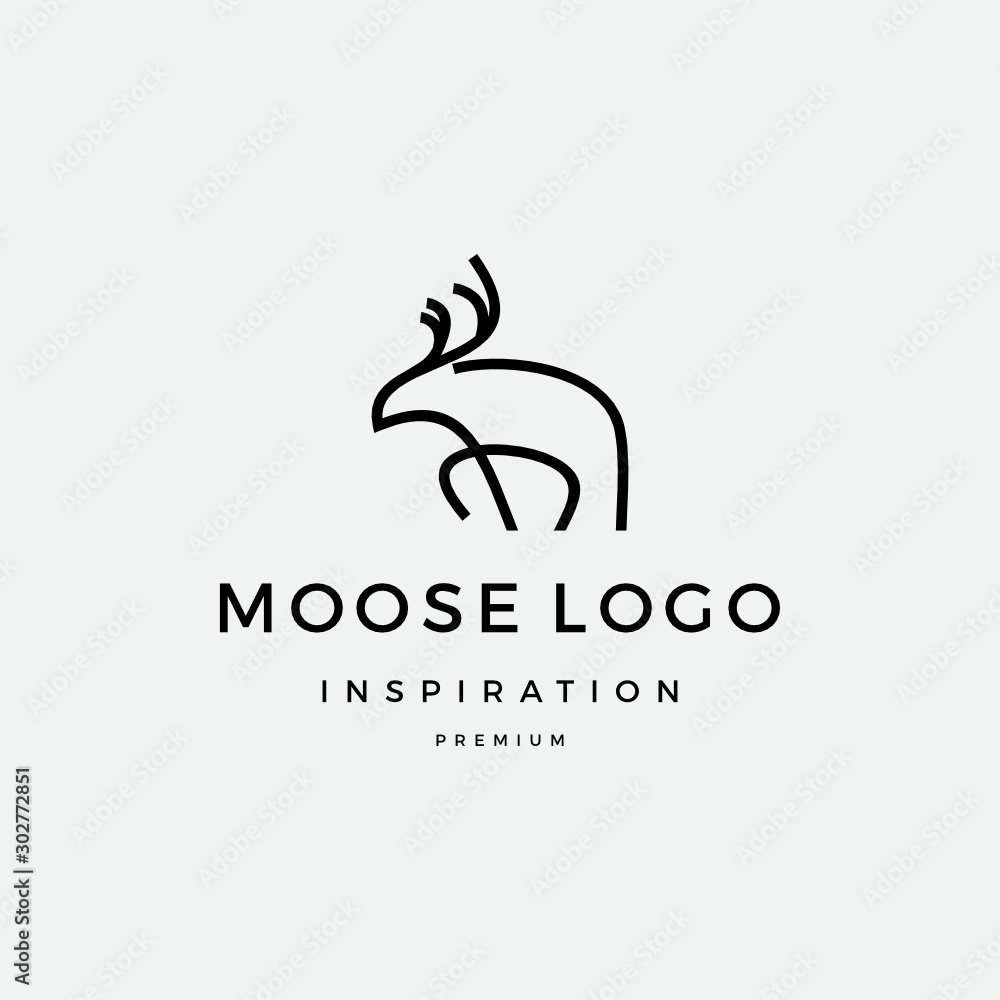 Moose line art logo inspiration vector icon illustration custom logo design vector Moose line art logo inspiration vector icon illustration custom logo design vector