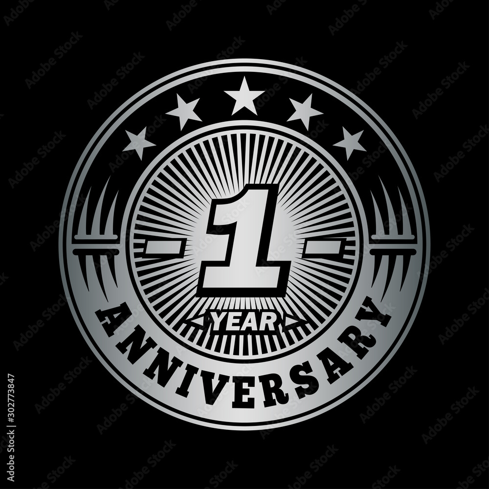 1 year anniversary celebration logo design. Vector and illustration.