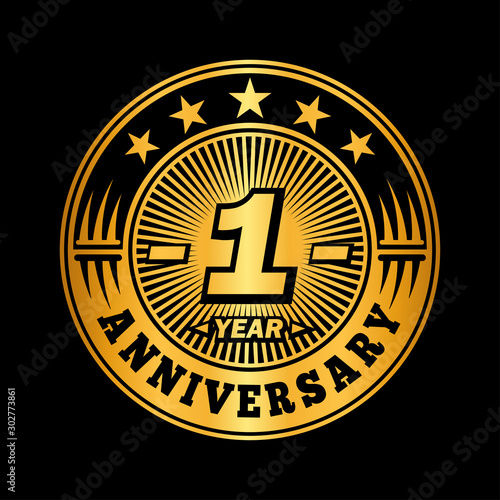 1 year anniversary celebration logo design. Vector and illustration.