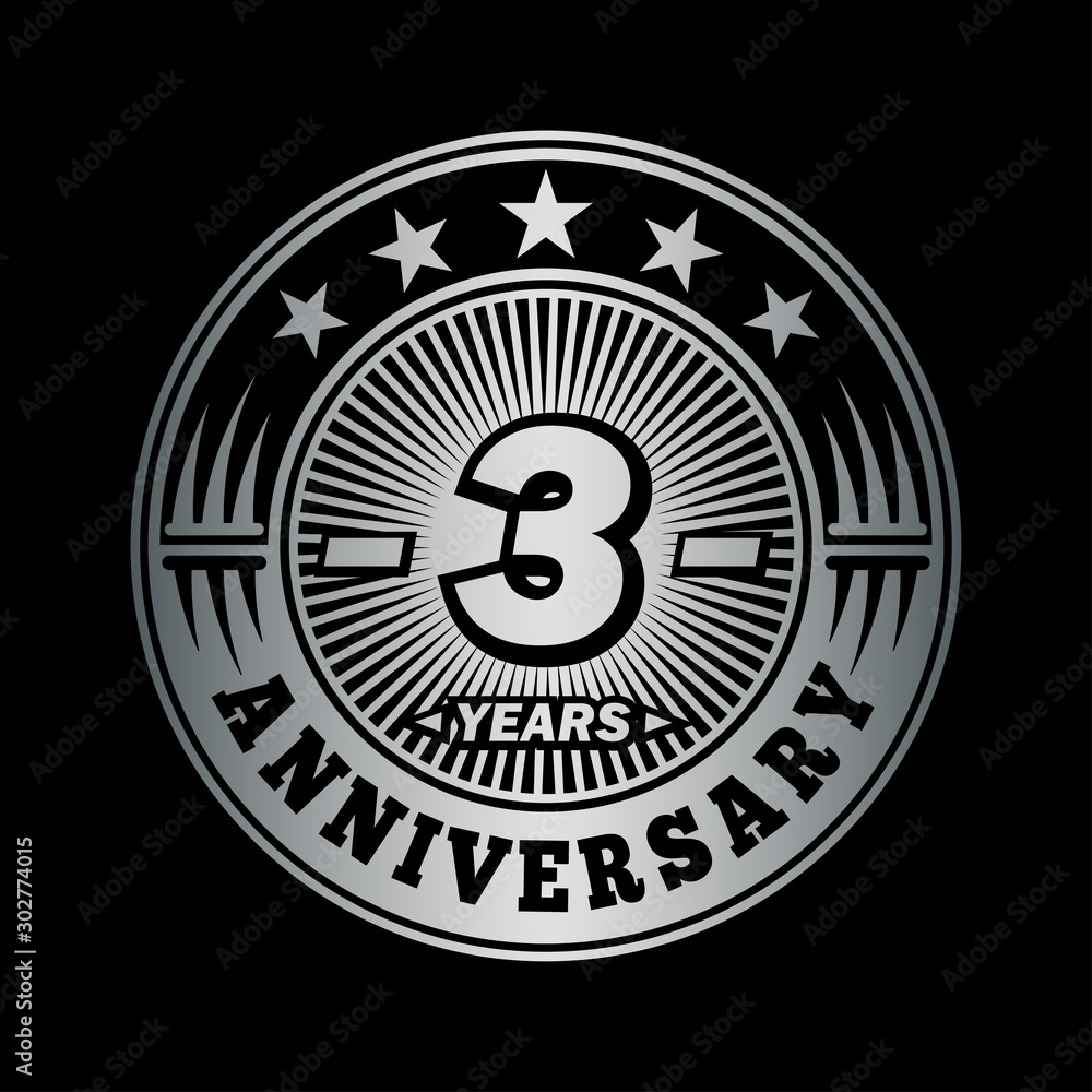 3 years anniversary celebration logo design. Vector and illustration.