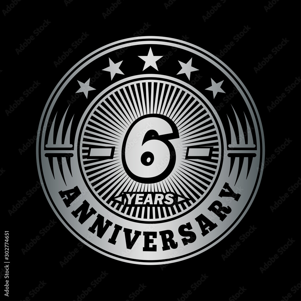 6 years anniversary celebration logo design. Vector and illustration.