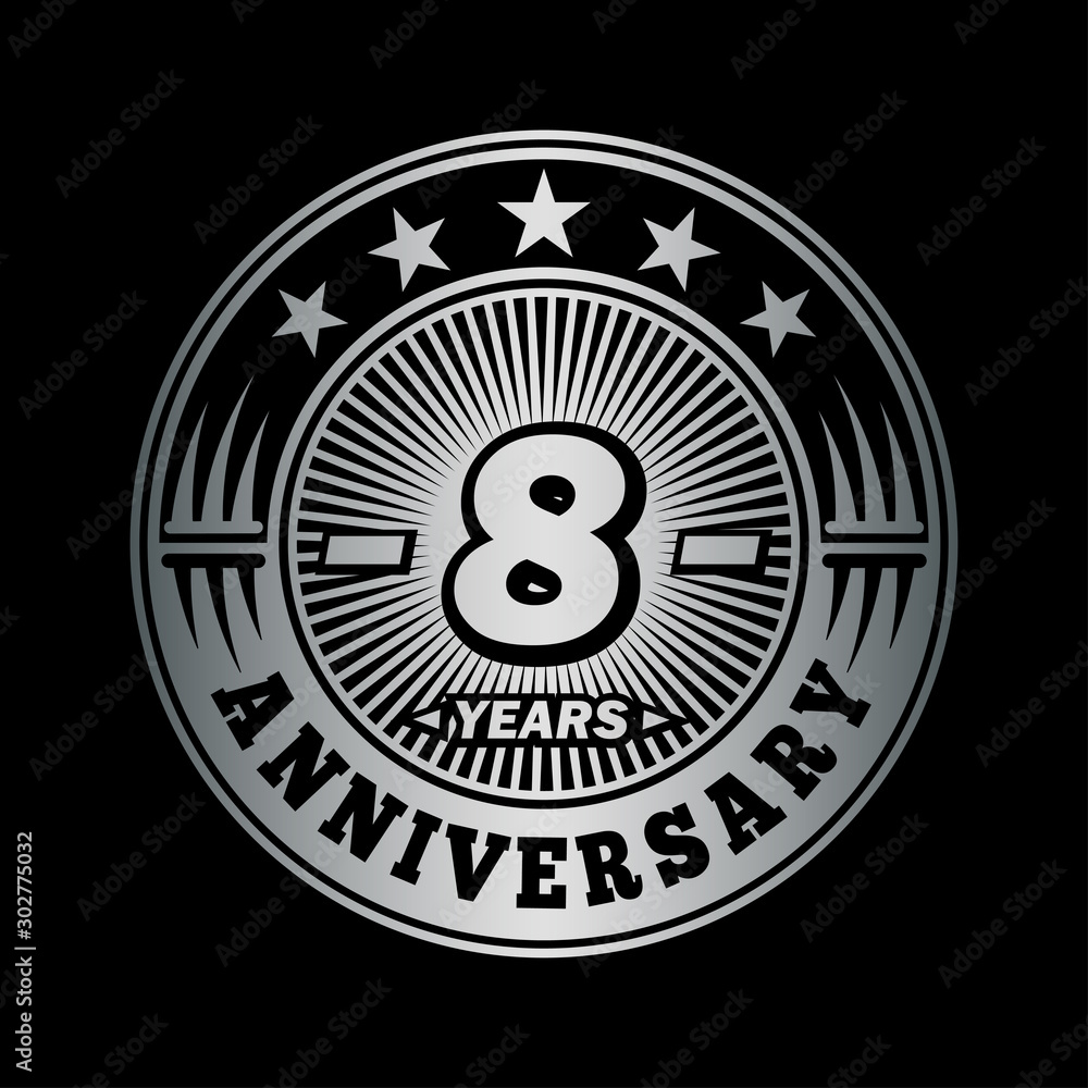 8 years anniversary celebration logo design. Vector and illustration. 8 years anniversary celebration logo design. Vector and illustration.