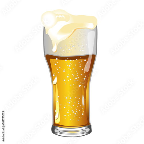 Glass of beer isolated on white background. Wall stickers