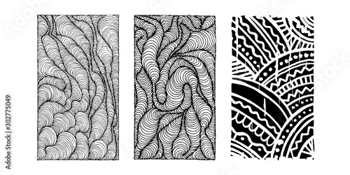 Set of hand drawn grunge textures. Artistic colldection of rough graphic patterns, ethnic abstract lines