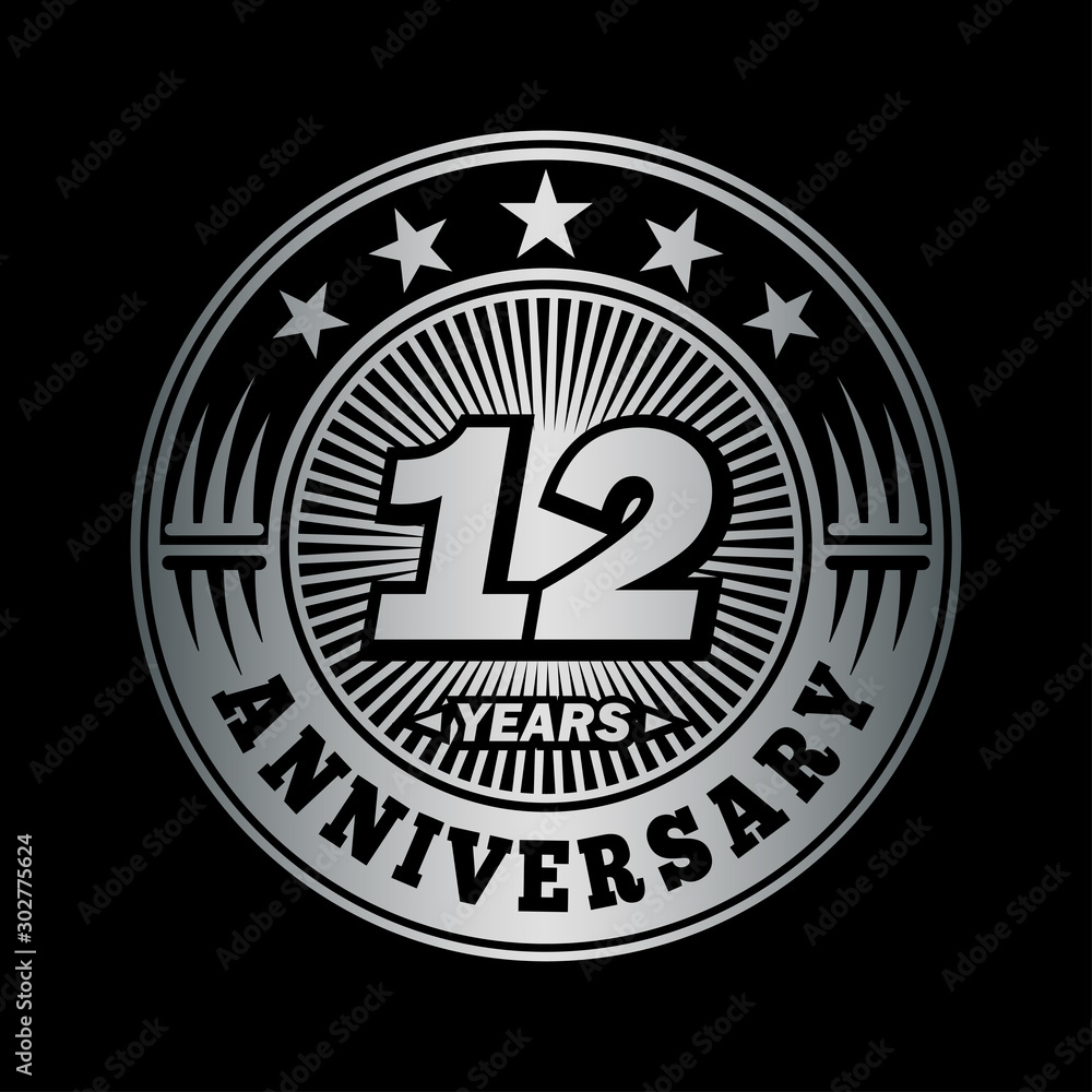 12 years anniversary celebration logo design. Vector and illustration.