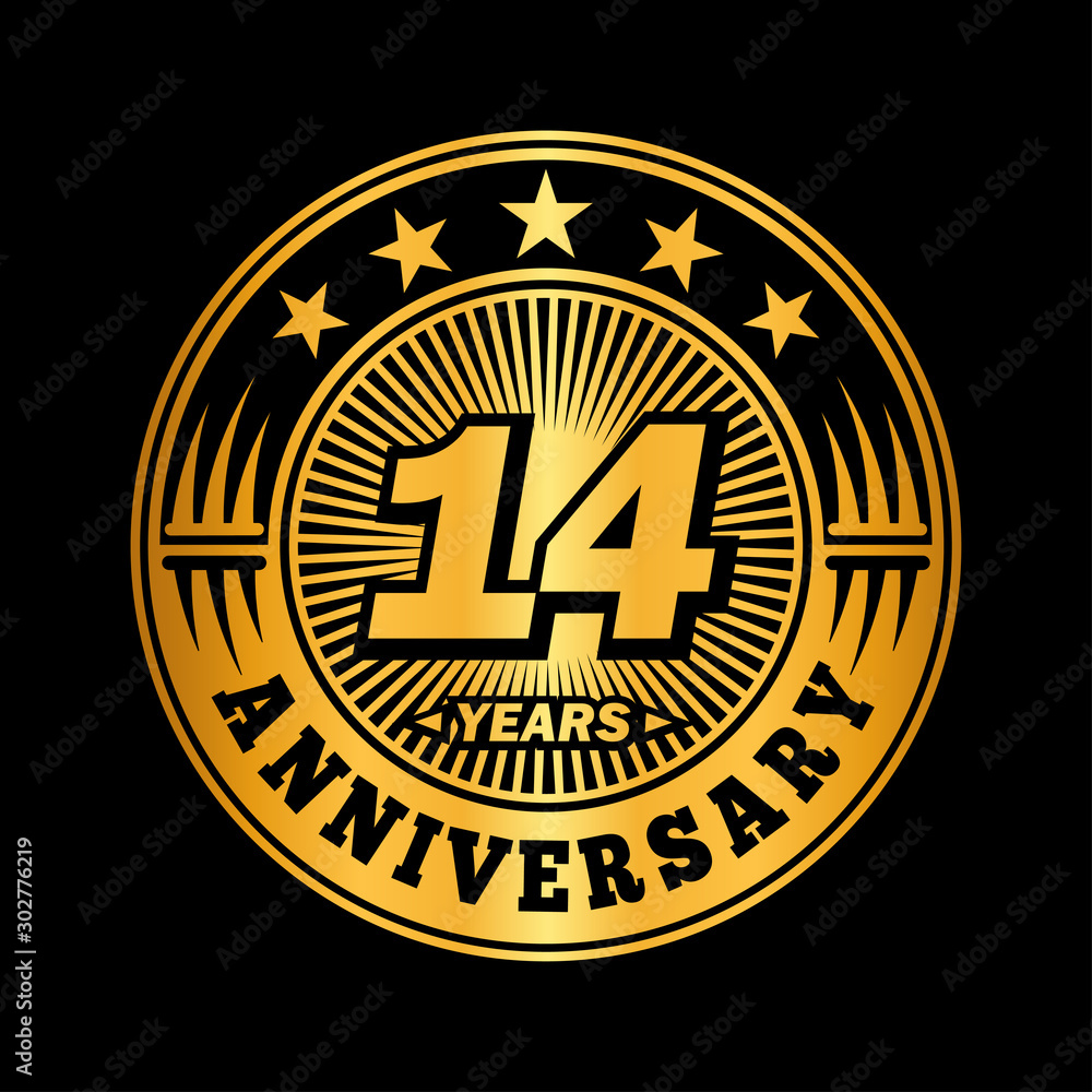 14 years anniversary celebration logo design. Vector and illustration.