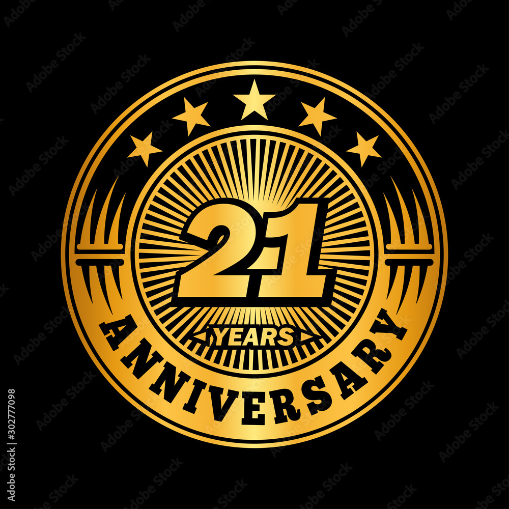 21 years anniversary celebration logo design. Vector and illustration.