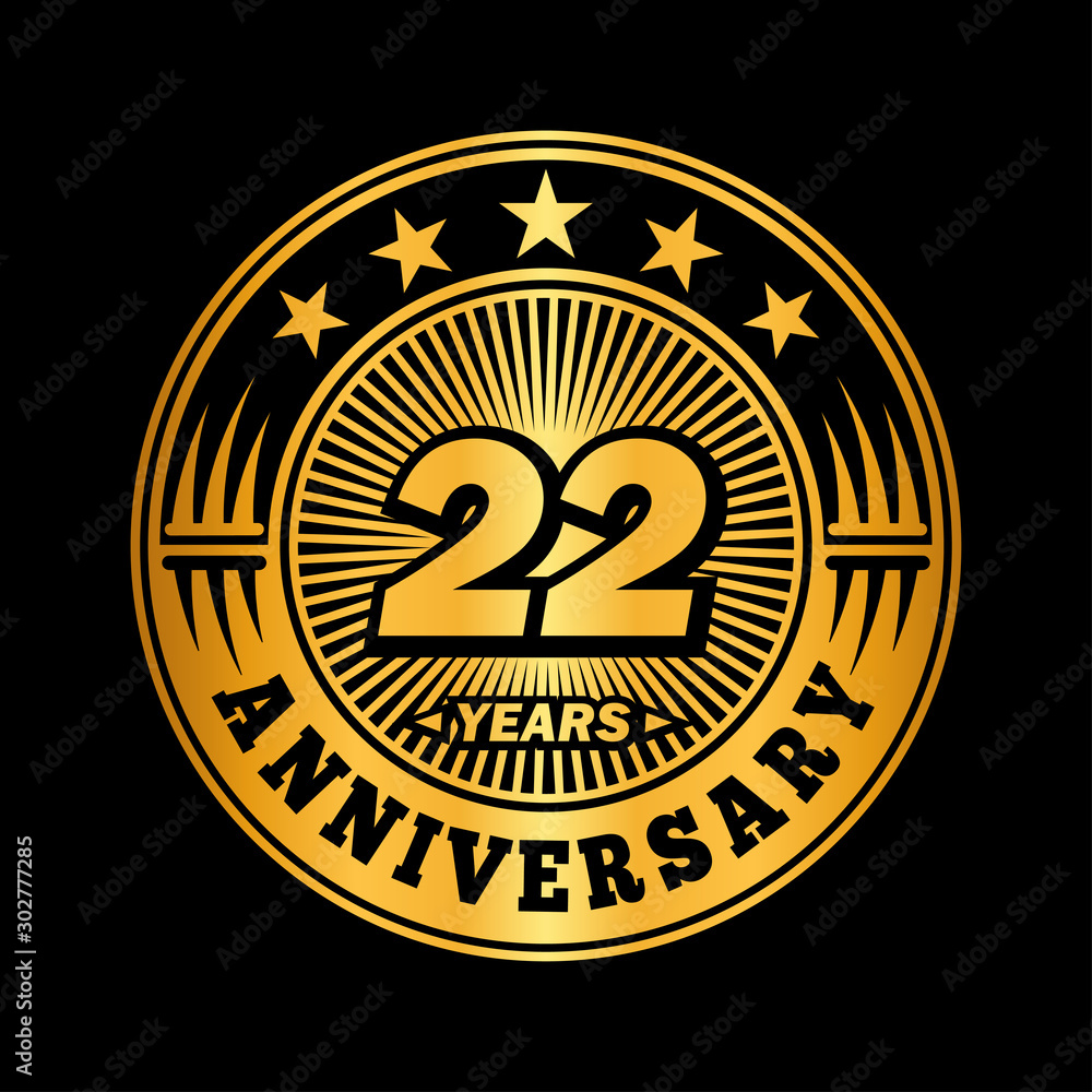 22 years anniversary celebration logo design. Vector and illustration.