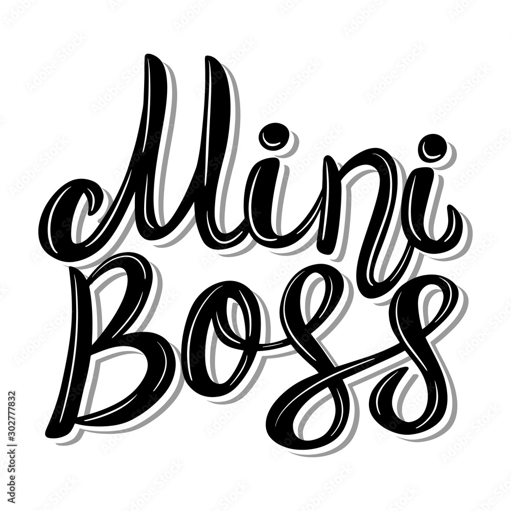 Obraz premium Mini boss lettering Set. Lettering phrase in vintage style isolated on white background.