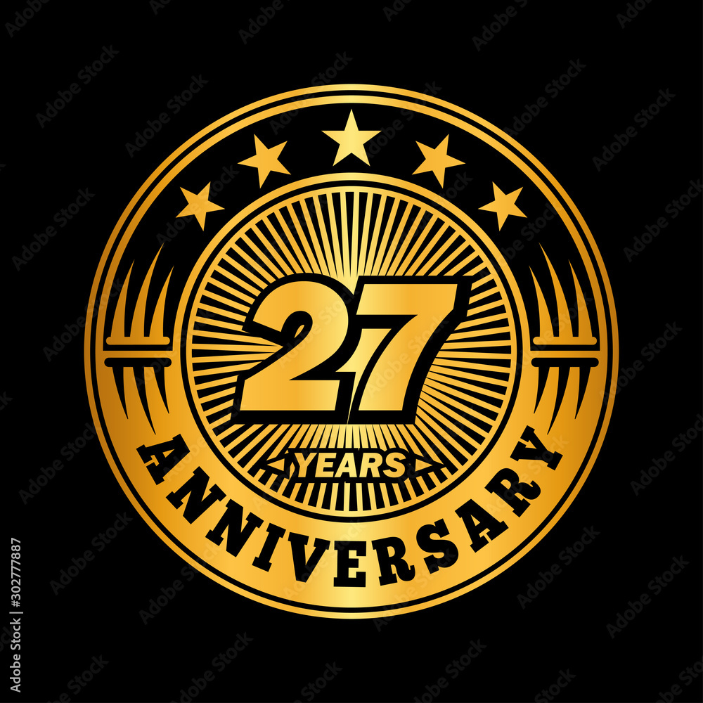 27 years anniversary celebration logo design. Vector and illustration.