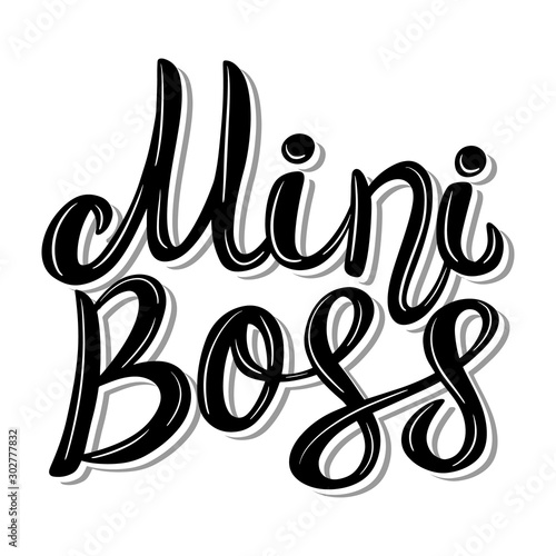 Mini boss lettering Set. Lettering phrase in vintage style isolated on white background.