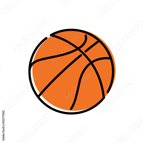 Icono plano lineal pelota de baloncesto con color naranja