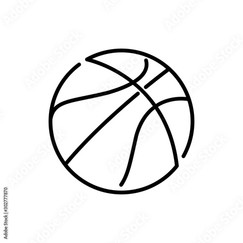 Icono plano lineal pelota de baloncesto en color negro