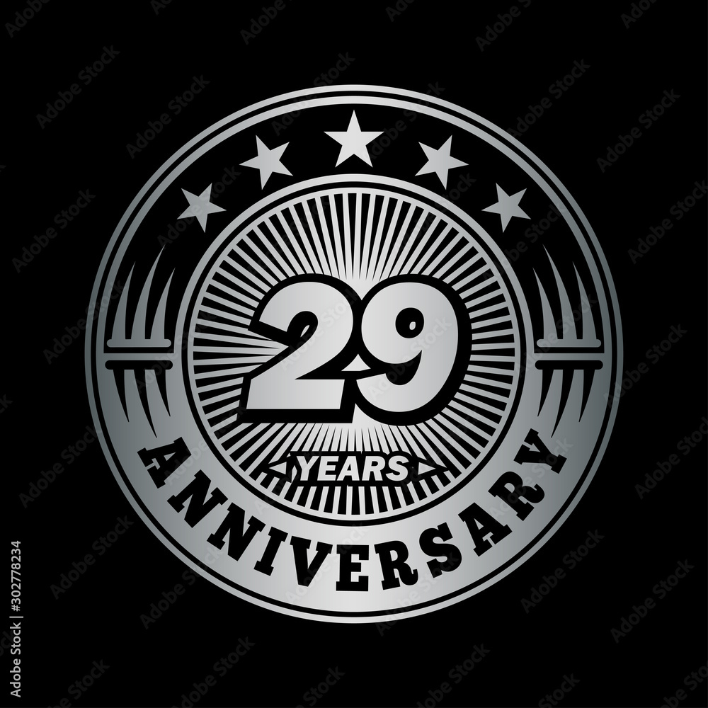 Fototapeta premium 29 years anniversary celebration logo design. Vector and illustration.