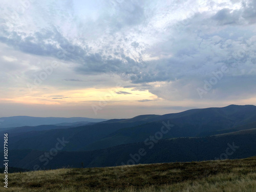 Fototapeta Naklejka Na Ścianę i Meble -  Background landscape with Ukrainian Carpathian Mountains in the Pylypets