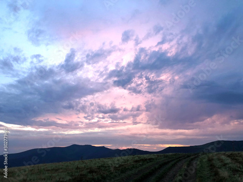 Background landscape with Ukrainian Carpathian Mountains in the Pylypets