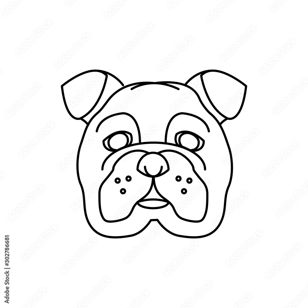 english bulldog head isolated icon