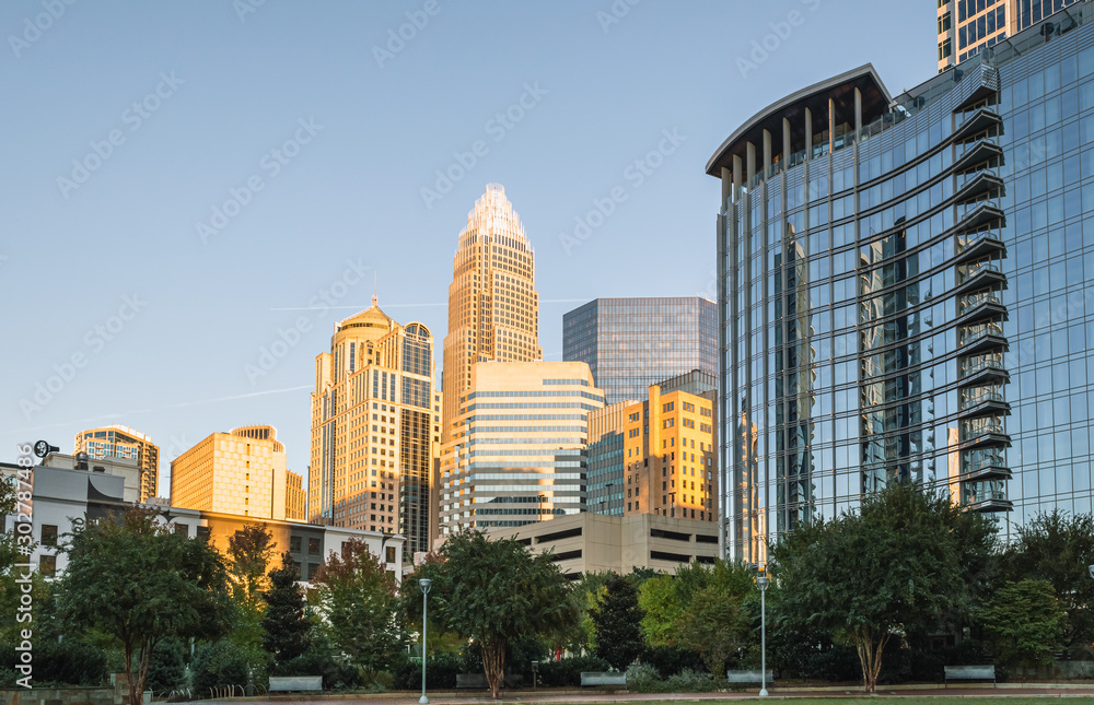 Charlotte/ NC/ USA - November 2, 2019: a view of the modern architecture of the buildings at downtown Charlotte