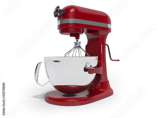 Mechanical blender for the kitchen 3d rendering on white background with shadow